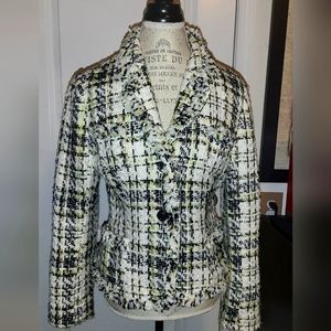 Vintage J MARCO jacket Black, White, Lime Green. Size SM